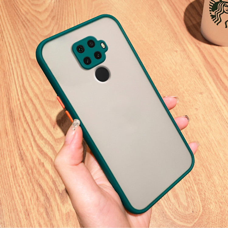 Ốp lưng trong nhám viền màu chống sốc bảo vệ camera cho Xiaomi Redmi Note 9 - Hàng nhập khẩu