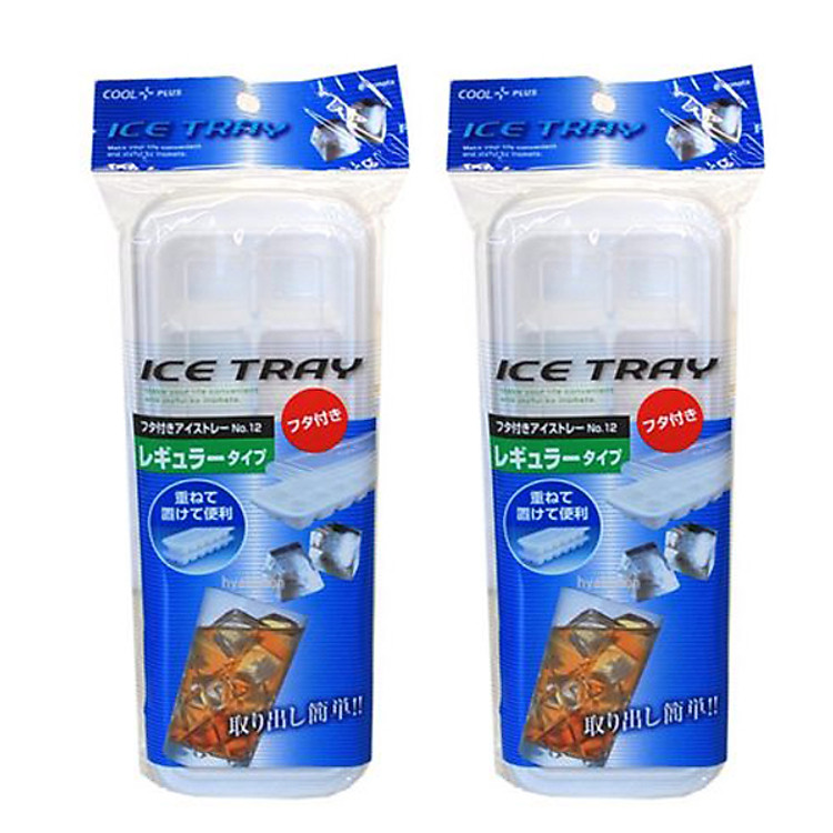 Combo 2 Khay đá 12 viên có nắp nội địa Nhật Bản