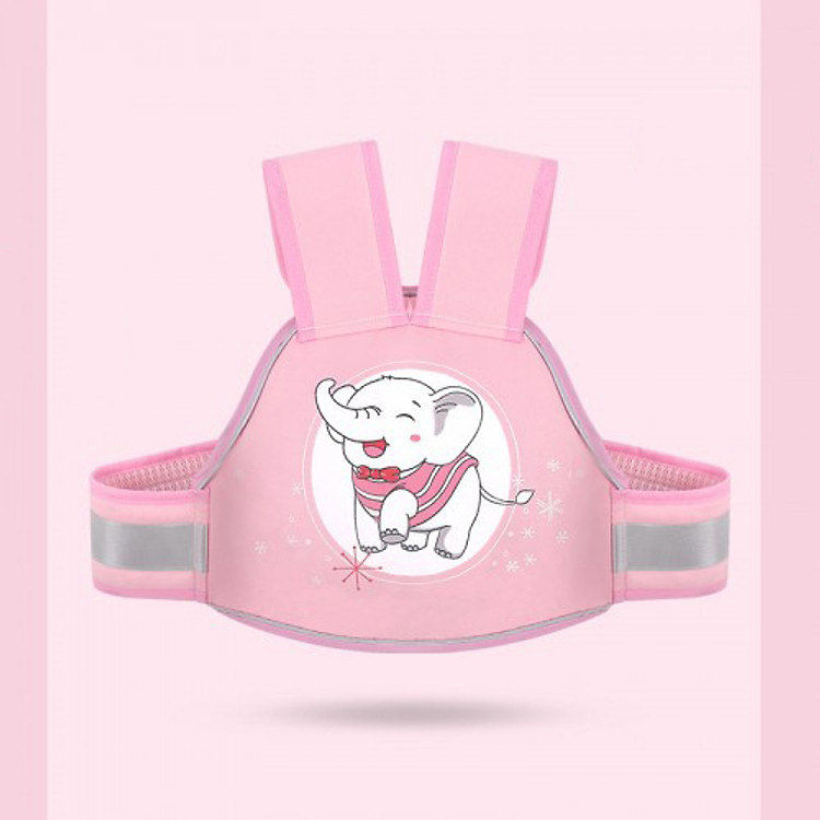 Đai nịt an toàn cho trẻ em ngồi xe máy, có dạ quang ban đêm baby (hồng)