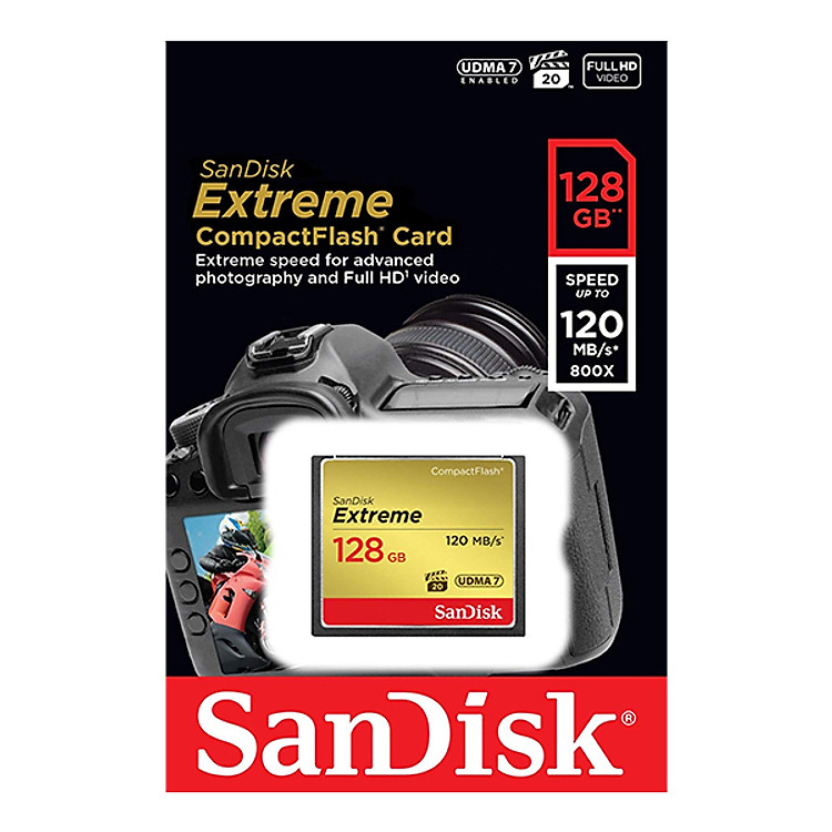 Combo Thẻ Nhớ CF Sandisk 128GB Extreme 800X New (120 Mb/s) - Hàng Nhập Khẩu