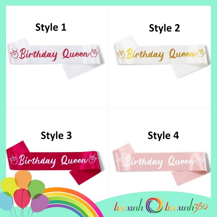 Băng đeo chéo sinh nhật tiệc xinh Birthday Queen nhiều màu - Ảnh 2