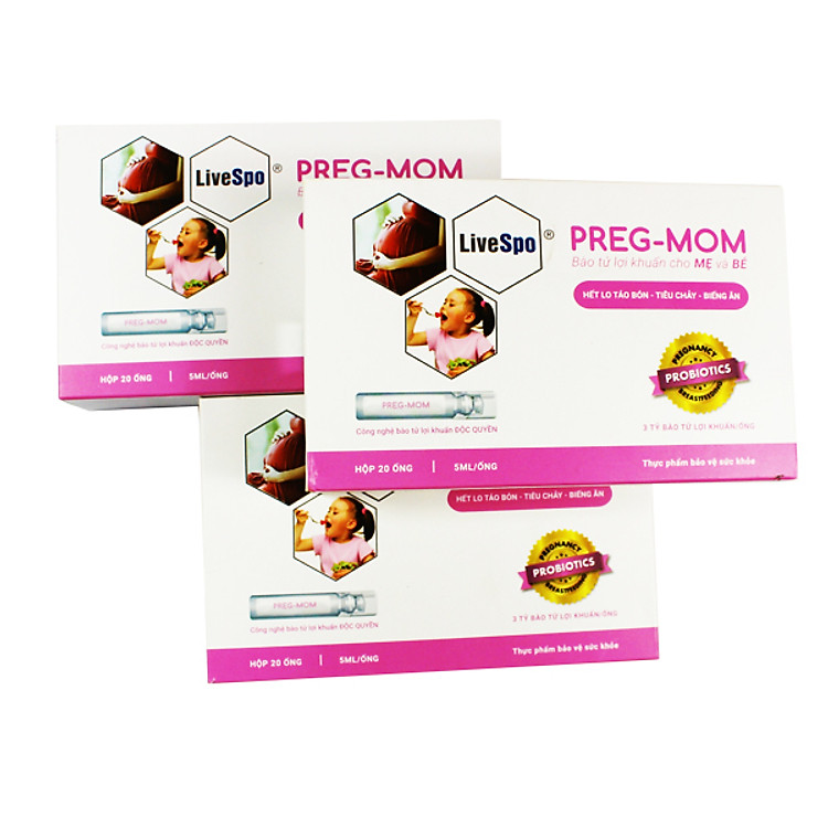Combo 3 hộp Thực phẩm bảo vệ sức khỏe Bào tử lợi khuẩn PregMom
