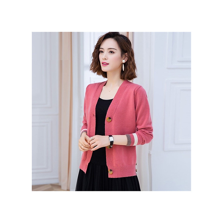 Áo khoác len tay phối kẻ