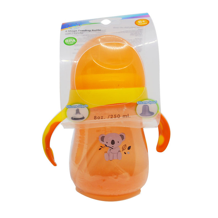 Cốc tập uống chuyển 2 giai đoạn, 2 loại núm silicone Ami Thái Lan 250ml (AM55406)