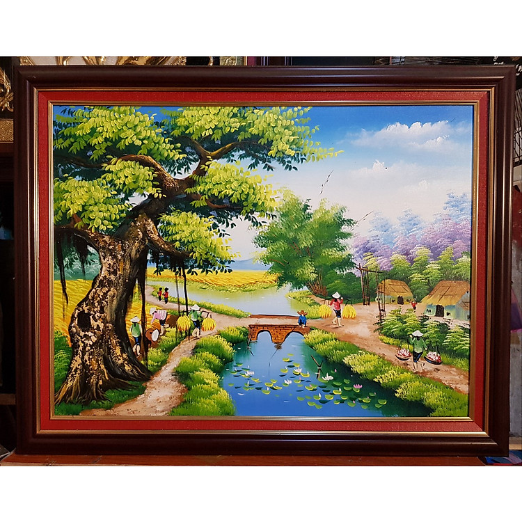 TRANH VẼ SƠN DẦU LÀNG QUÊ YÊN BÌNH