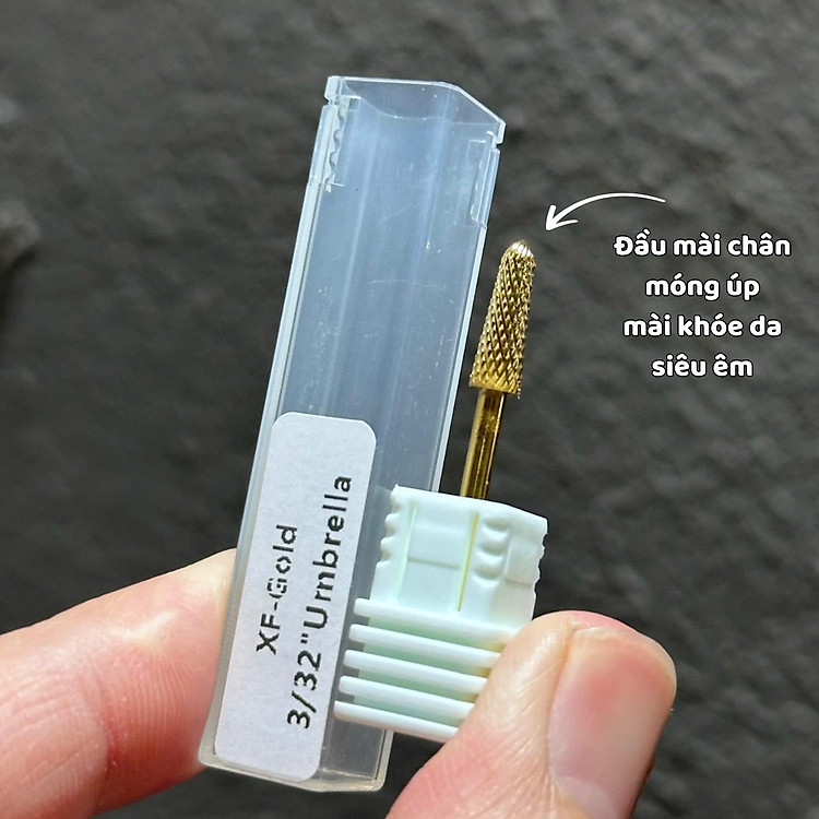 Đầu Mài Chân Móng Úp Titan XF-GOLD Bo Viền Làm Nail Siêu Êm, Đầu Mài Hình Nón Vonfram Đúc Đặc 3/32 Umbrella Không Nóng Không Giật Tưng Nữ Women