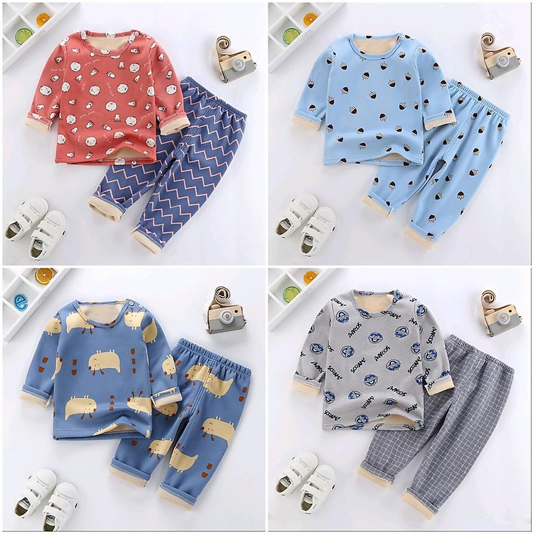 Bộ nỉ béBộ thu đông lót bông Quảng Châu cho bé trai/gáiLink 1