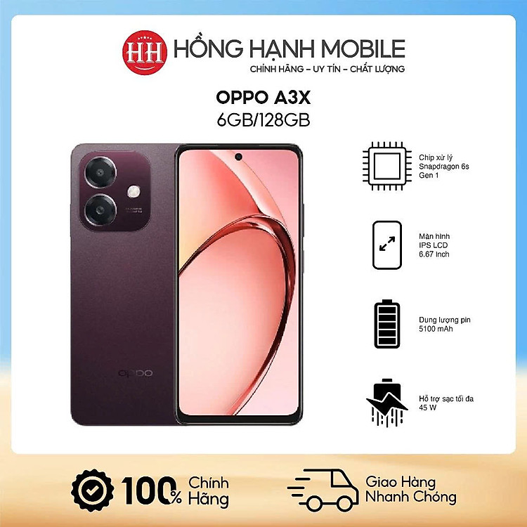 Điện Thoại Oppo A3x 6GB/128GB - Hàng Chính Hãng