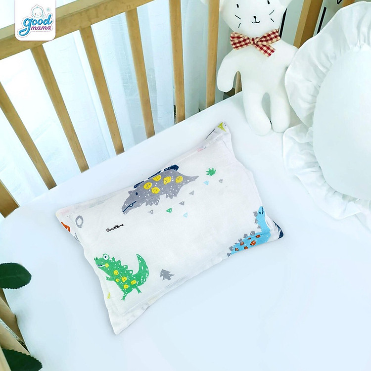Gối đầu cho bé sơ sinh, gối mềm êm, thấm hút mồ hôi, thoáng mát, họa tiết siêu cưng cho bé