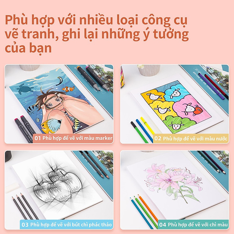 Giấy Vẽ Màu Marker Deli A4 (30 tờ, 110gsm) - Ảnh 4