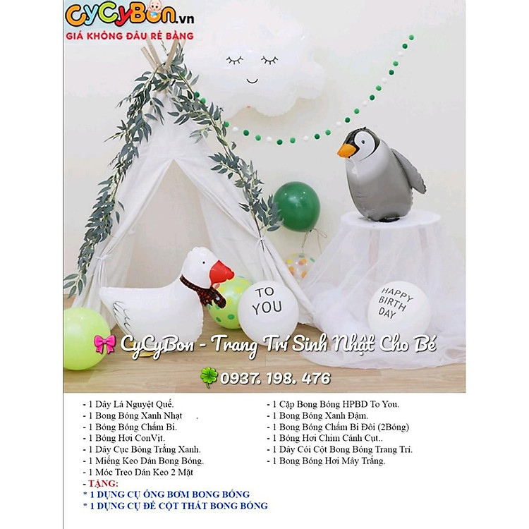 SET Trang Trí Sinh Nhật Thôi Nôi 1 Tuổi Cho Bé Handmade Phong Cách Hàn Quốc Đơn Giản-Con Vịt