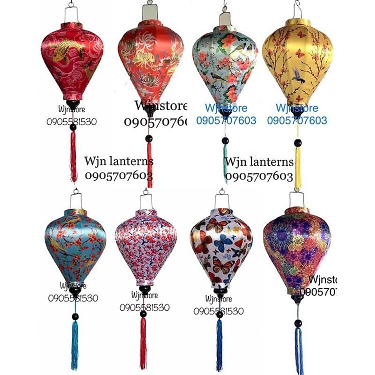 Đèn lồng hội an vải phi 3D vietnames lanterns (30,45cm)