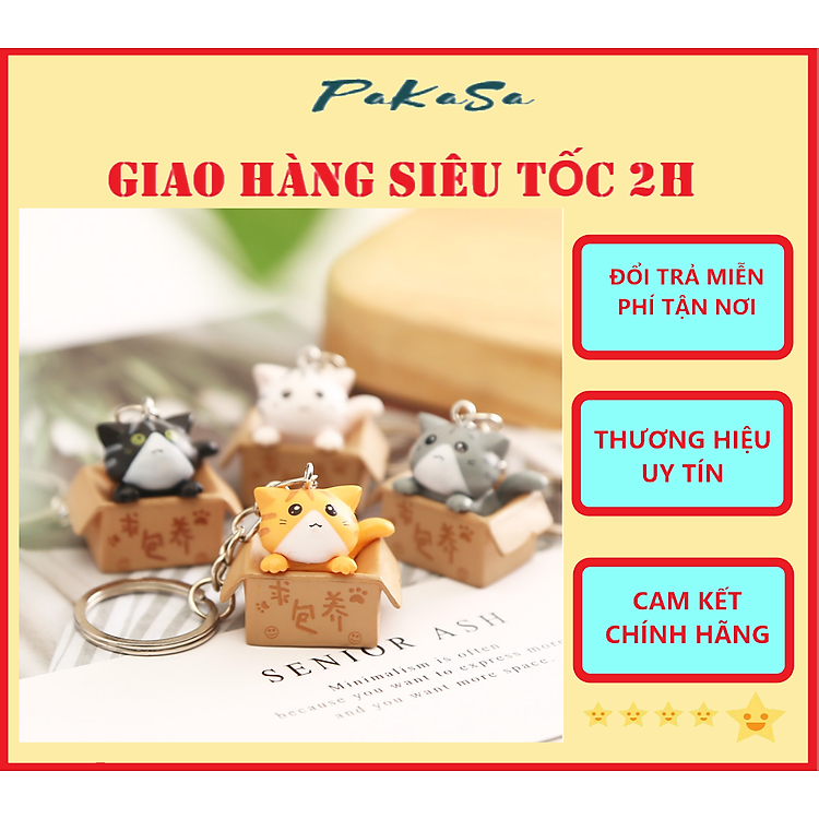 Móc Khóa Mèo Con Trong Hộp 3×2.5cm (1 con)