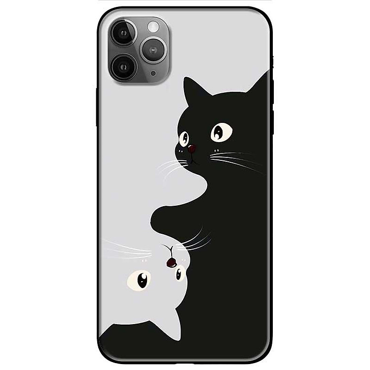 Ốp lưng cho IPhone X - Xs - Xs Max - Xr - 11 - 11 Pro Max - Mèo Trắng Đen - Hàng Chính Hãng