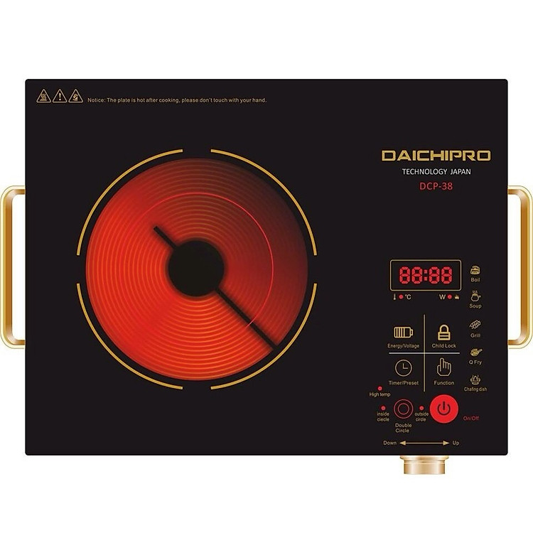 Bếp Hồng Ngoại Đơn Cảm Ứng Daichipro DCP-38 - Có Vỉ Nướng - Chính Hãng