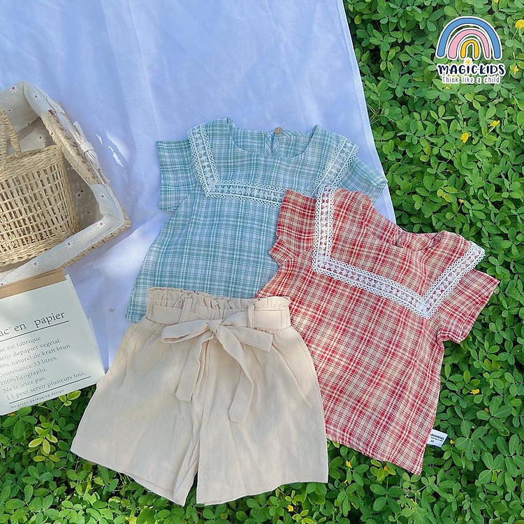 Bộ quần áo cộc tay trẻ em cổ thủy thủ cho bé gái từ 9-30kg Ruby Zenni Store