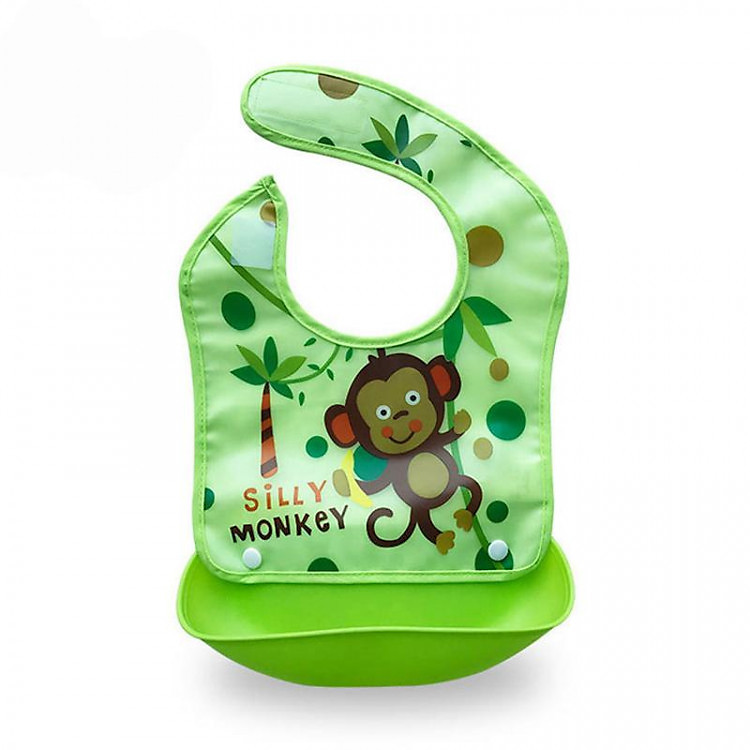 Yếm máng nhựa ăn dặm chống thấm cho bé