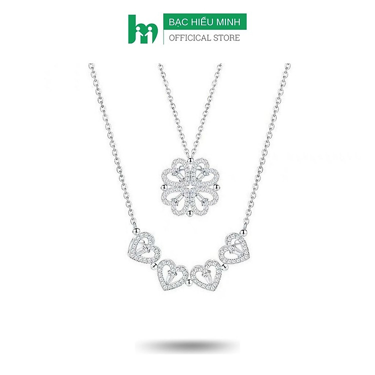Dây Chuyền Vòng Cổ Bạc 925 Cỏ 4 Lá May Mắn Đeo 2 Kiểu DMD461
