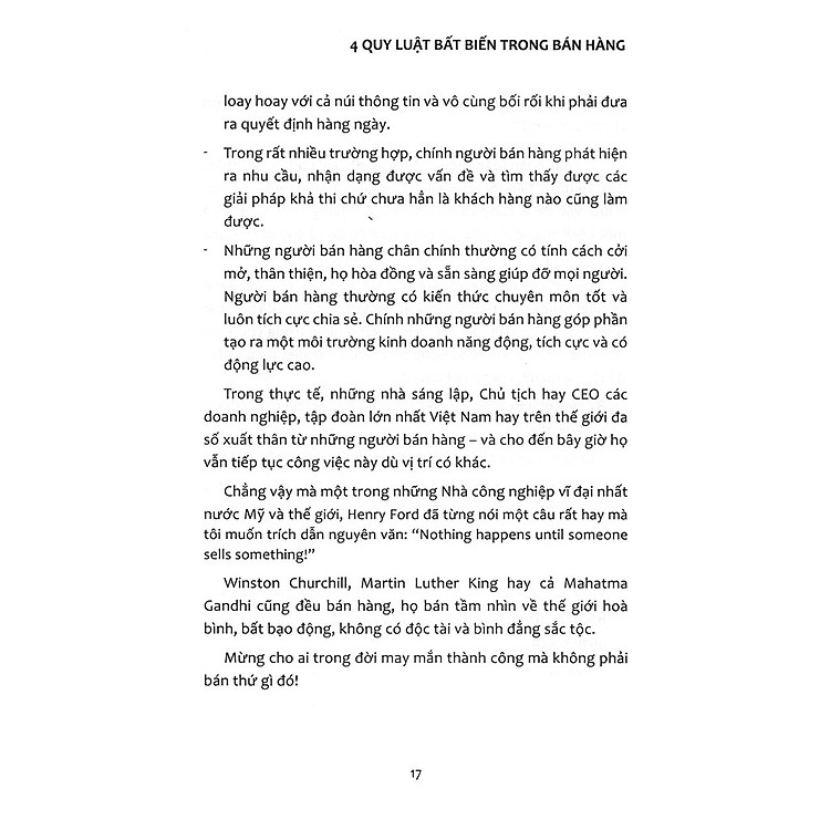 4 Quy Luật Bất Biến Trong Bán Hàng – 100 Câu Chuyện Cảm Hứng Về Nghệ Thuật Bán Hàng Đỉnh Cao (Tái Bản) - Ảnh 5