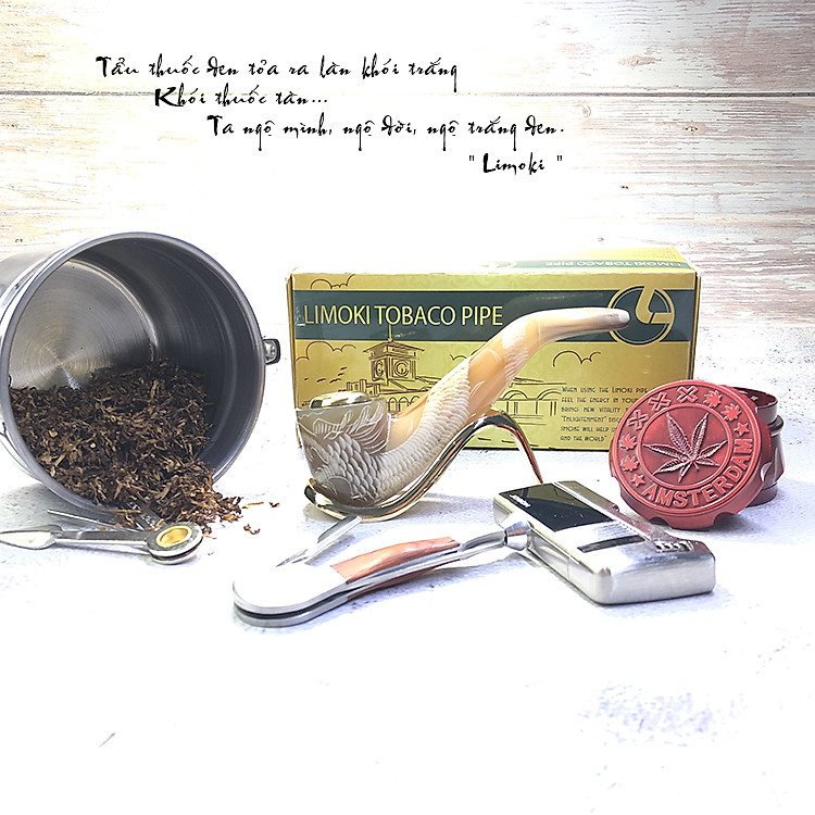 Tẩu Thuốc Limoki Chạm Rồng Á Đông Trắng – Mã TTLCC-07 - Ảnh 2