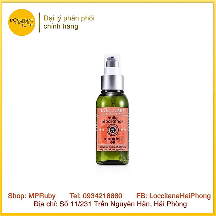 Tinh dầu dưỡng dành cho tóc khô và hư tổn L'occitane Aroma Repairing Oil Dry And Damaged Hair 100ml