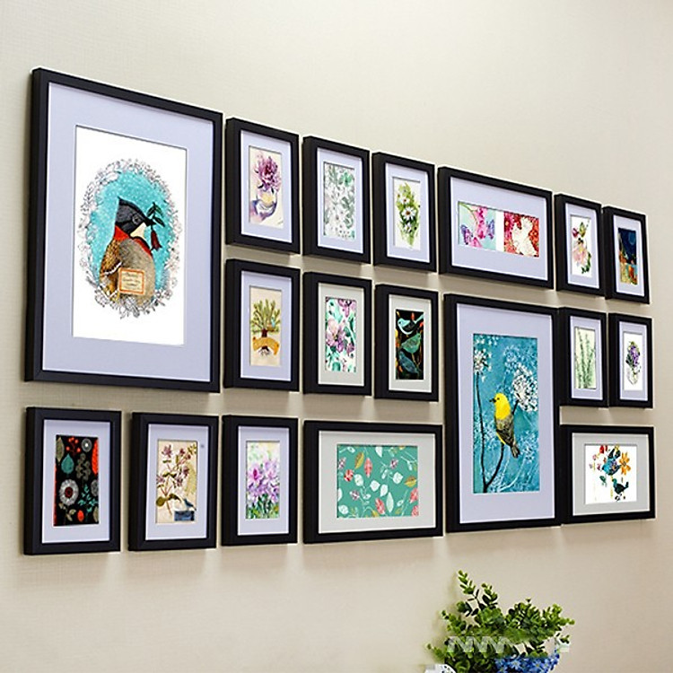 Bộ 18 Khung ảnh Composite Treo Tường Phòng Khách, quán Cafe KA1804 Miễn phí phụ kiện.