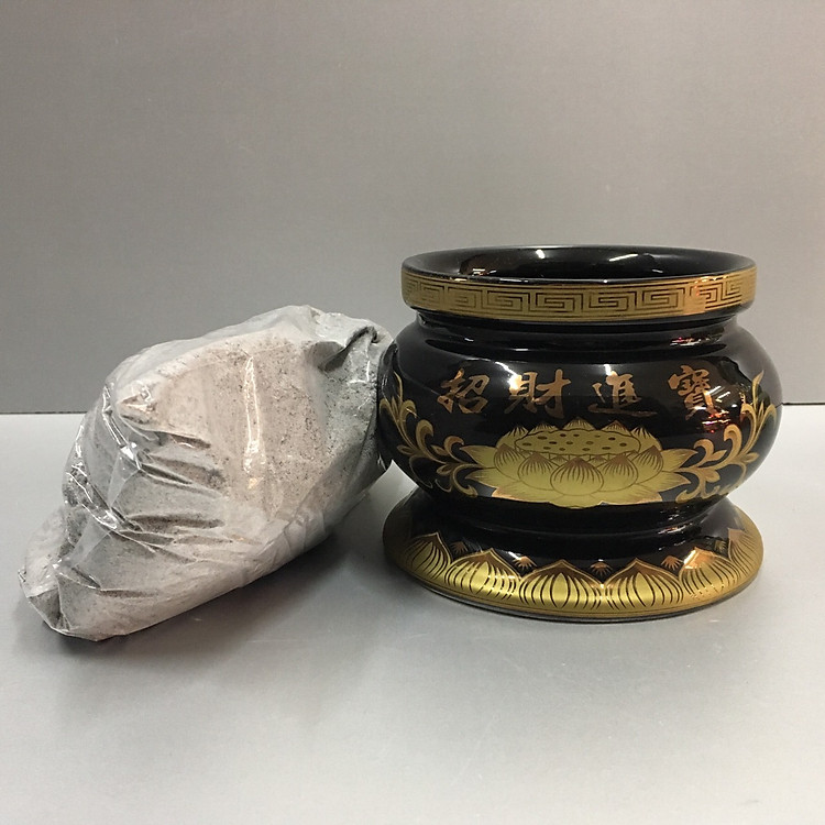 Bát hương, lư hương hoa sen ( chất liệu bằng sứ) tặng tro nếp trắng đủ bát hương.