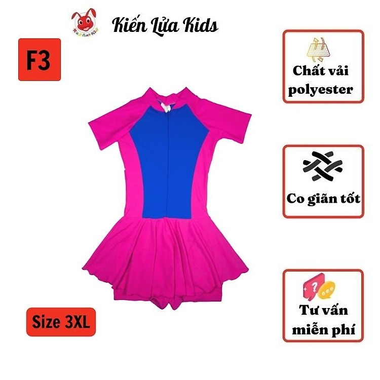 Đồ bơi cho bé gái kín đáo liền thân từ 29-44kg- dạng quần và váy - chất vải polyester