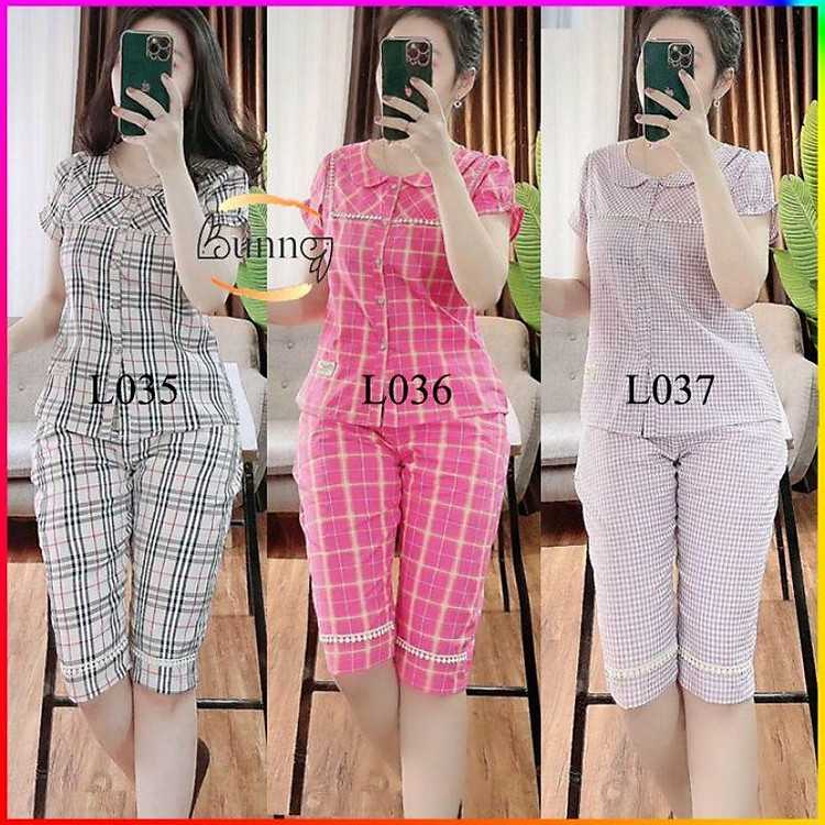 ĐỒ BỘ MẶC NHÀ, ĐỒ BỘ NỮ, BỘ QUẦN ÁO NỮ KẺ CARO CỘC, LỠ