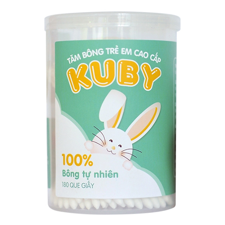 Tăm Bông Trẻ Em Que Thân Giấy Kuby (Hộp 180 Que)