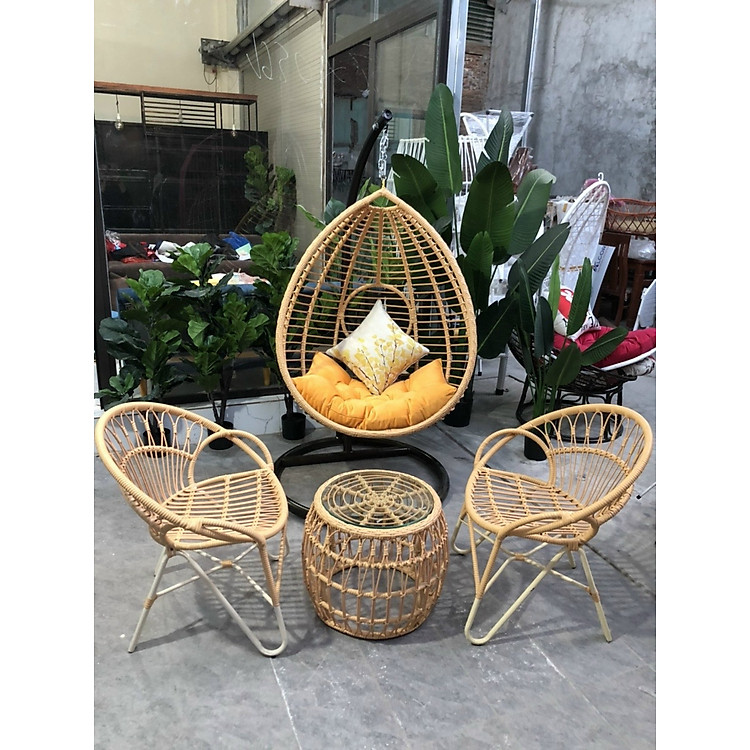 Bộ xích đu Juno Sofa song mây XĐ164 Chất liệu Khung Sắt