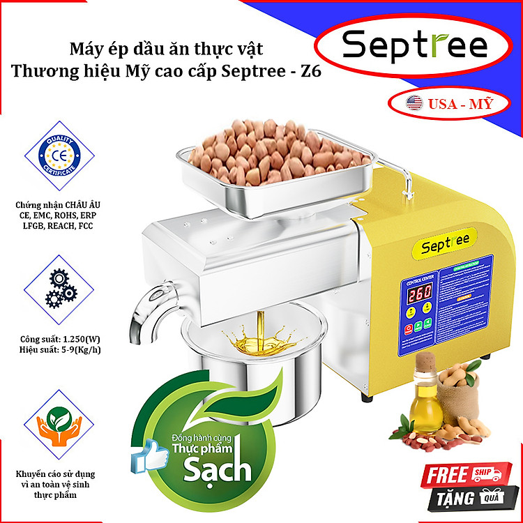 Máy ép dầu ăn thực vật, dùng trong gia đình. Thương hiệu Mỹ cao cấp Septree - Z6 - HÀNG CHÍNH HÃNG