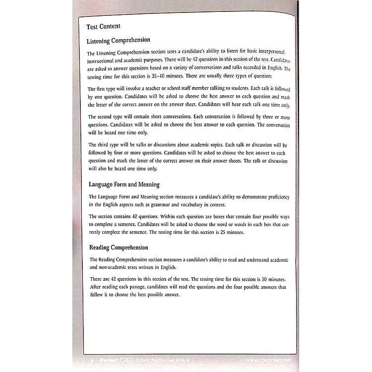 Perfect Toefl Junior Book 3 (Kèm CD) - Ảnh 8