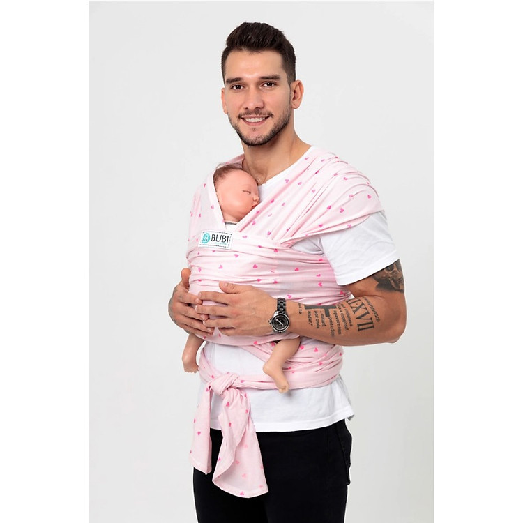 Mua Địu vải BUBI WRAP Họa tiết Tim Hồng Chính hãng Ưu đãi - Hình ảnh 3