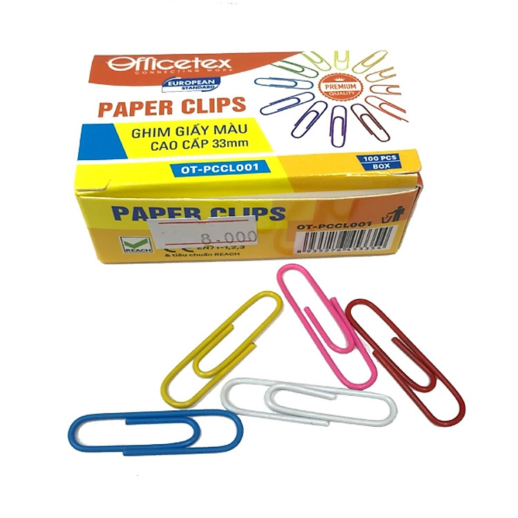 Bộ 3 Ghim Giấy Màu Cao Cấp 33mm OT-PCCL001 (100 Ghim/Hộp)