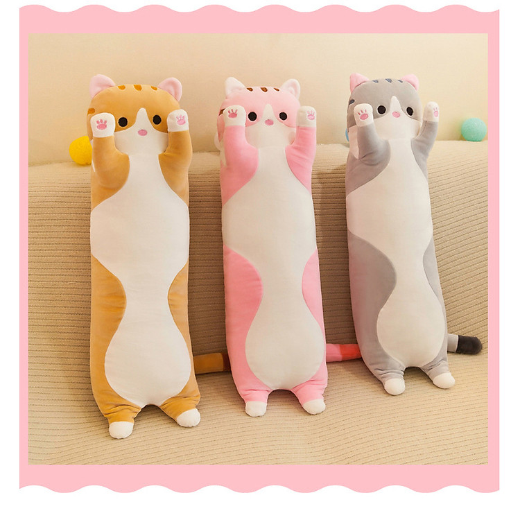 Gối Ôm Gấu Bông Mèo Dài Xám 70cm Chính hãng Giá tốt - Hình ảnh 2