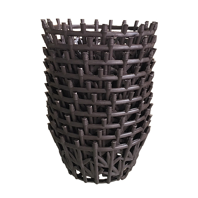 Bộ 10 chậu trồng lan lá tre màu nâu đường kính 22cm