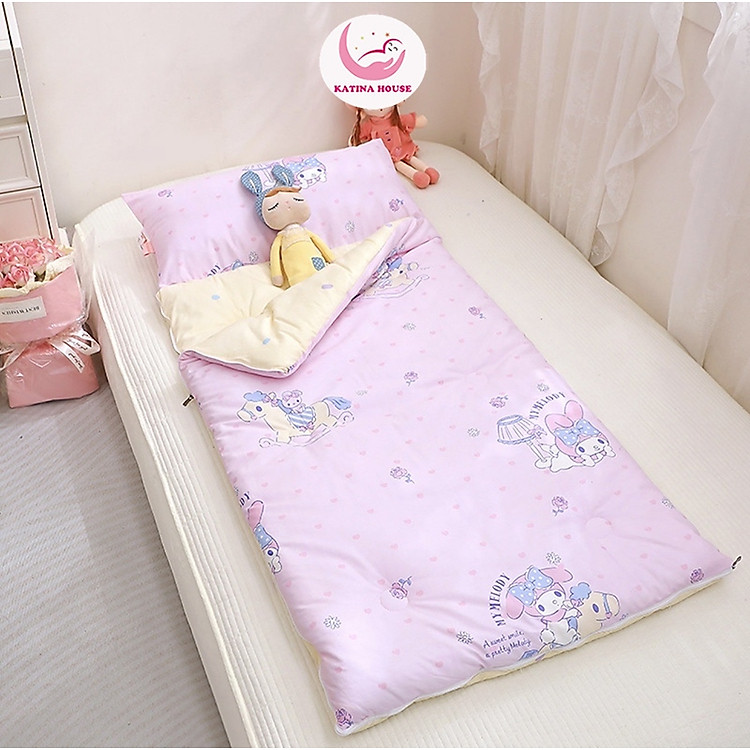 Túi ngủ cho bé có khóa kéo tiện lợi, KT 75x180cm, vải cotton mềm thoáng mát
