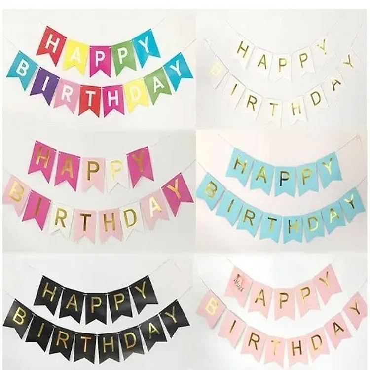 Dây Happy Birthday Đuôi Cá Nhiều Màu - Đen - Ảnh 2