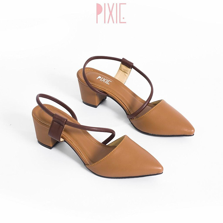 Giày Cao Gót 5cm Quai Hậu Tròn Mix Nhiều Màu Pixie P268