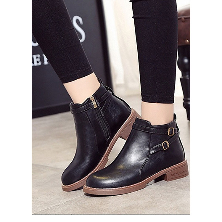 Giày bốt nữ cổ ngắn quai đan chéo C11