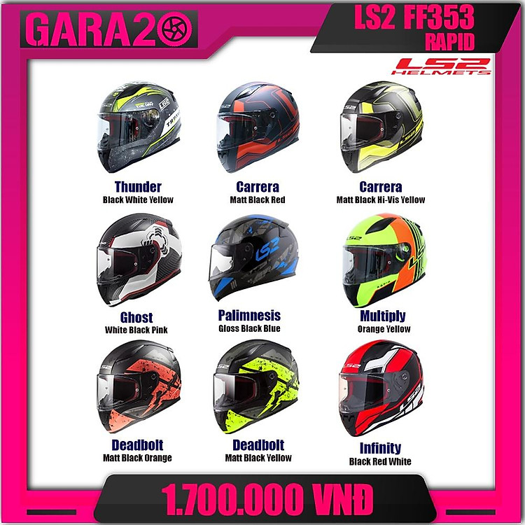 MŨ BẢO HIỂM FULLFACE LS2 FF353 RAPID GRAPHIC - GARA20