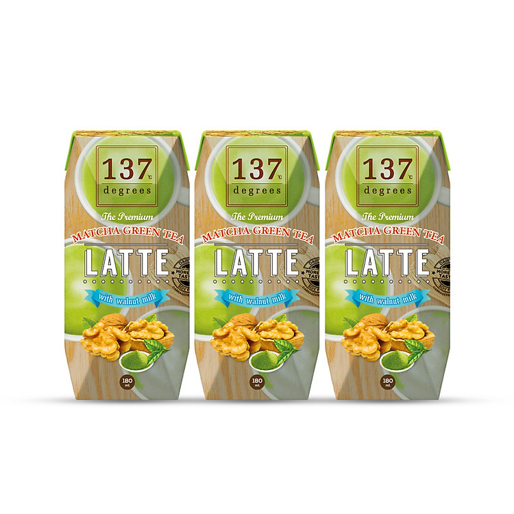 Sữa Hạt Óc Chó Trà Xanh 137 DEGREES 180ml (Lốc 3 hộp)