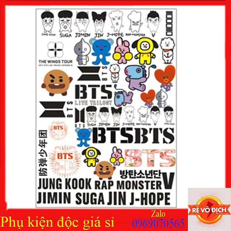 Hình xăm tatoo BTS khổ A4