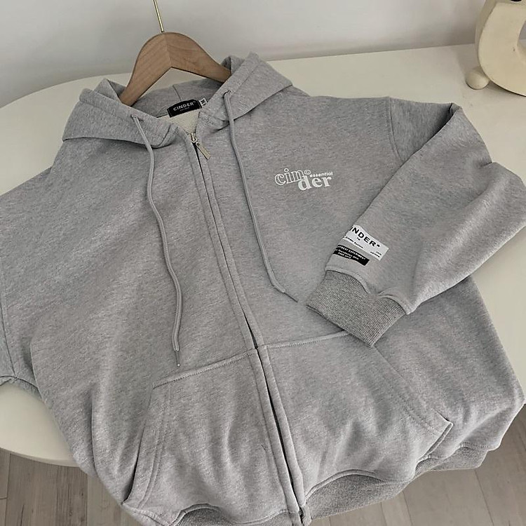 Áo Hoodie Zip Nam Nữ CINDER Màu XÁM, Áo Hoodie Khoác Nỉ Bông Form Rộng Local Brand Unisex Đẹp.