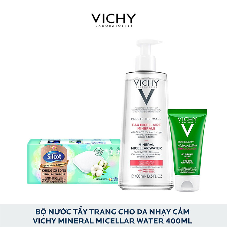 Bộ Nước Tẩy Trang Chuyên Sâu Dành Cho Da Nhạy Cảm Vichy Mineral Micellar Water 400Ml