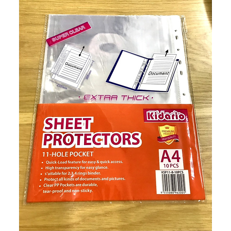 Bìa Lỗ Dày A4 Kidario KSP11 (10 cái)