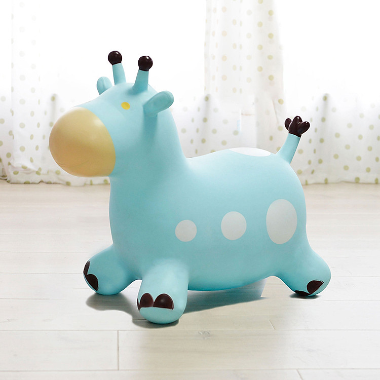 Thú nhún bơm hơi hình chú hươu màu xanh