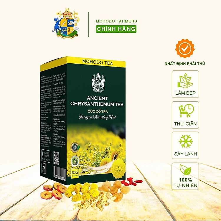 Cúc Cổ Trà Mohodo Điều Hòa Huyết Áp Giải Tỏa Căng Thẳng Làm Đẹp Dưỡng Nhan Bồi Bổ Sức Khỏe 80G