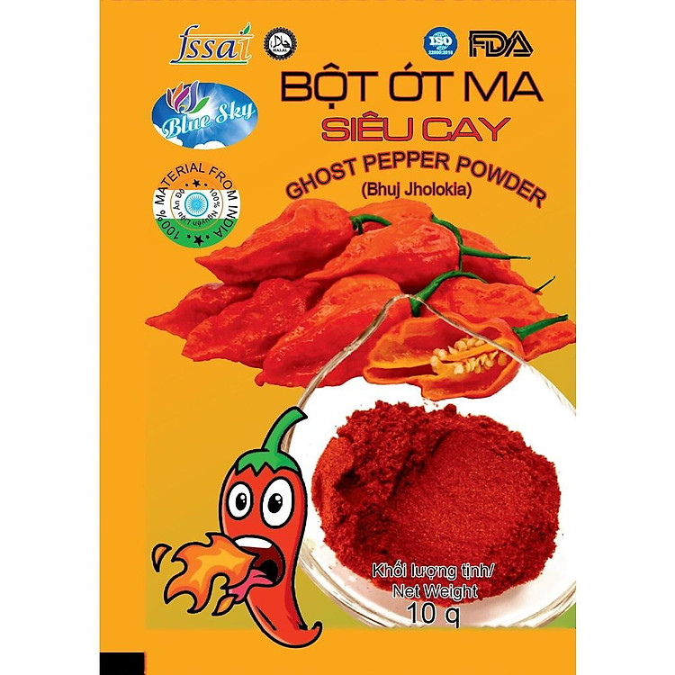 Bột ớt ma siêu cay 10Gr - Ghost pepper powder - Bhut Jolokia - Thuhienco